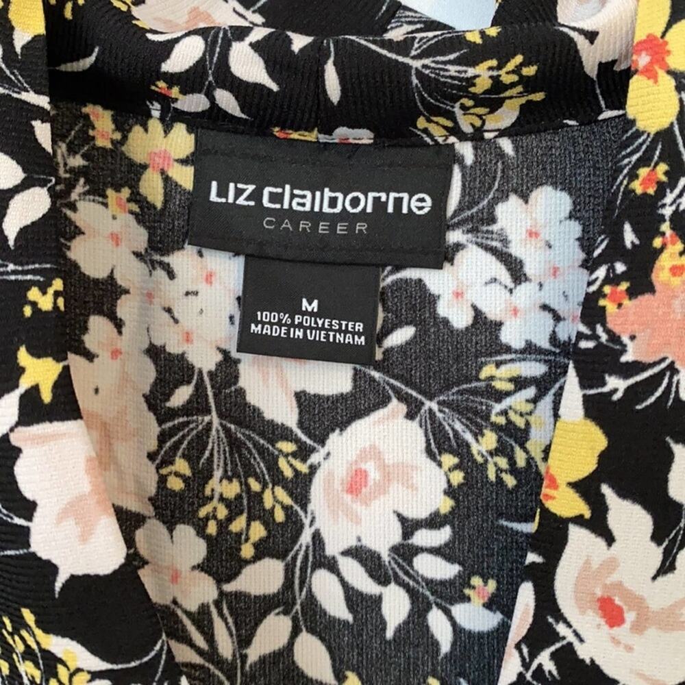 Liz Claiborne 'Career' Black Floral Waist Tie Top - Picture 4 of 9